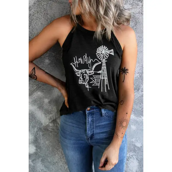 Bull Graphic Round Neck Tank