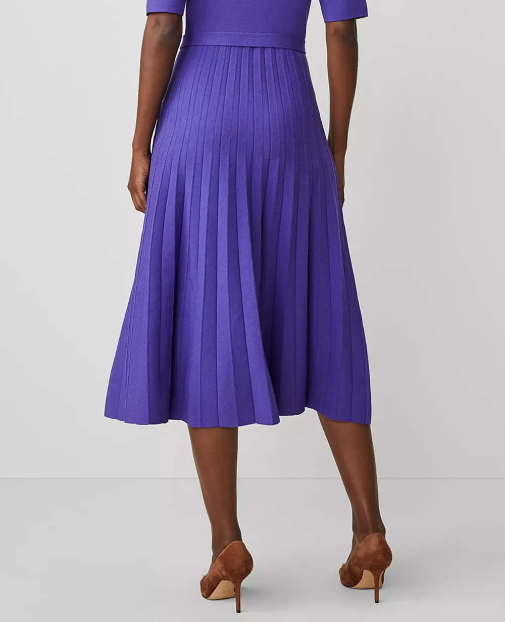 Mock Neck Belted Pleated Dress