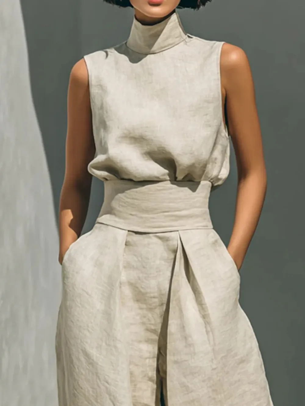 Sleeveless Turtleneck Jumpsuit