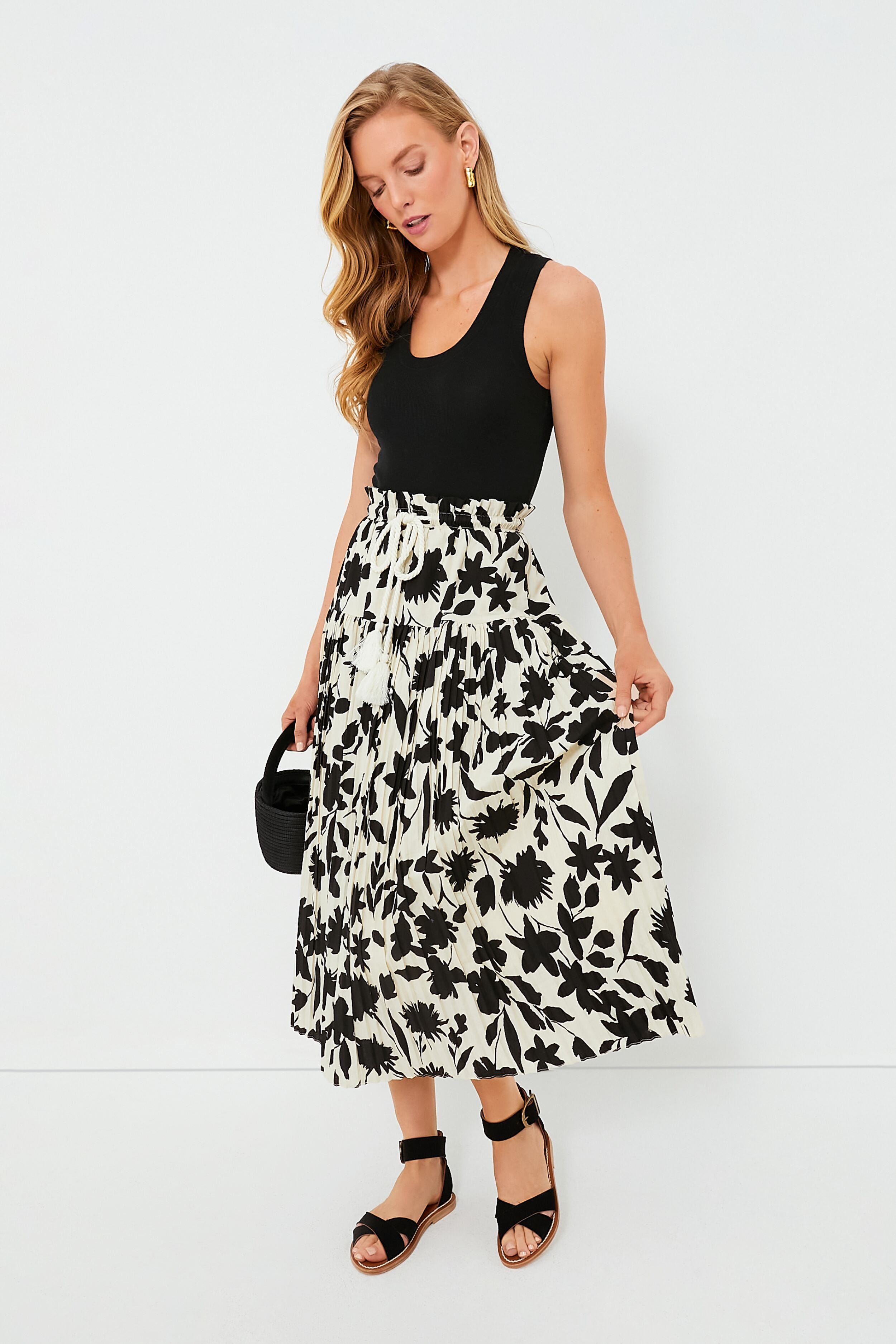 Exclusive Ivory Floral Midi Skirt