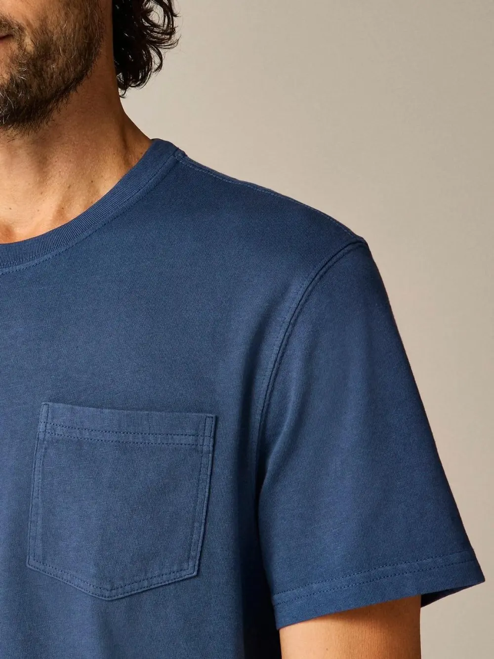 Navy Blue Pocket Detail Crew Neck T-Shirt