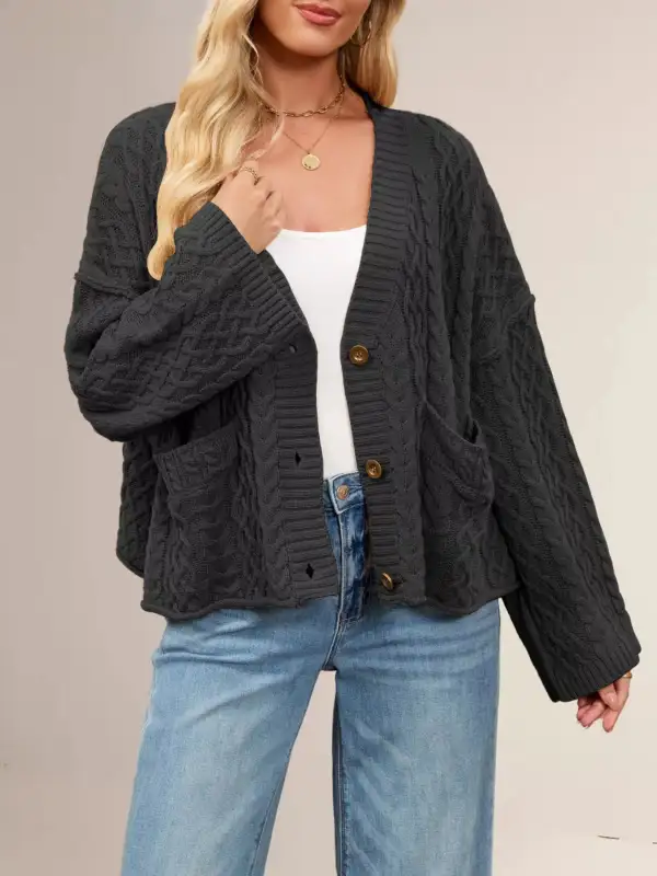 Cable Knit Button Down Cardigan