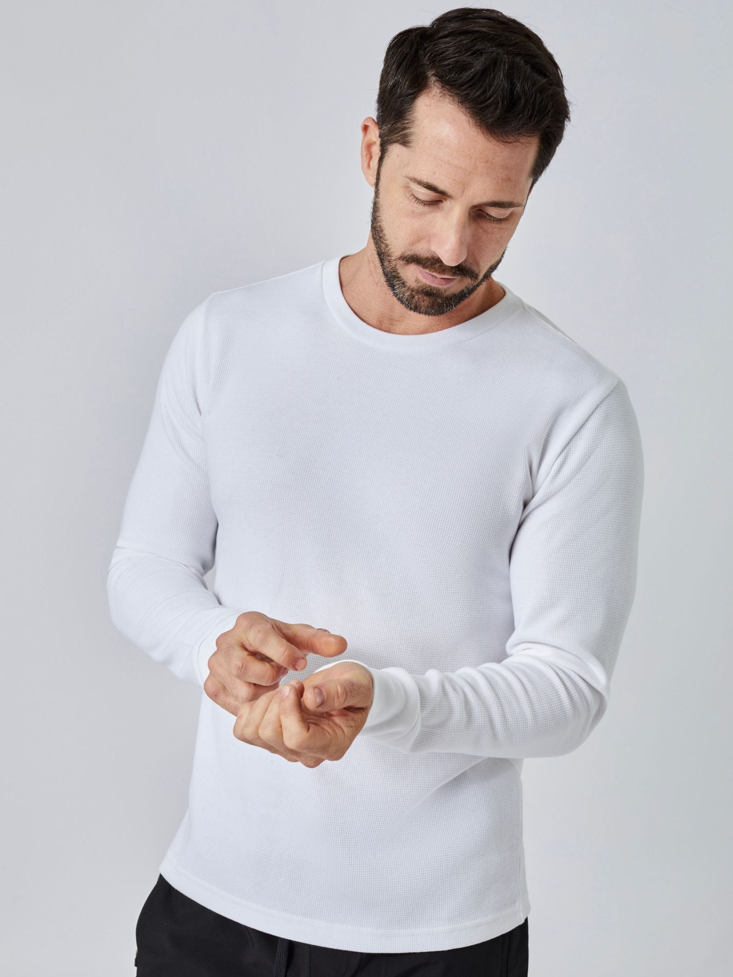 White Thermal Long Sleeve Crew