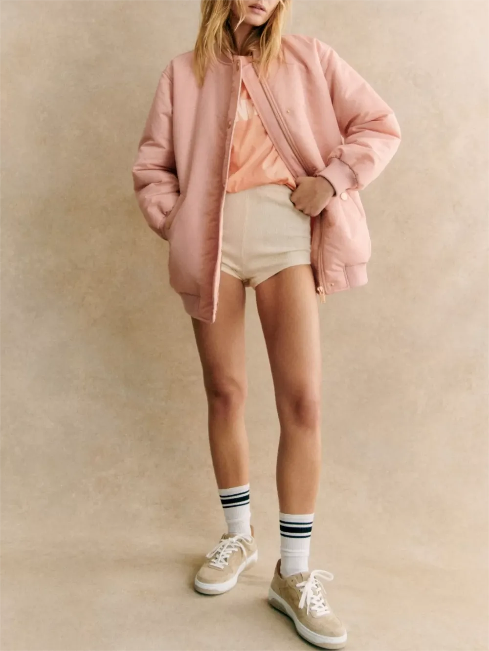 Ribbed Collar Coat
