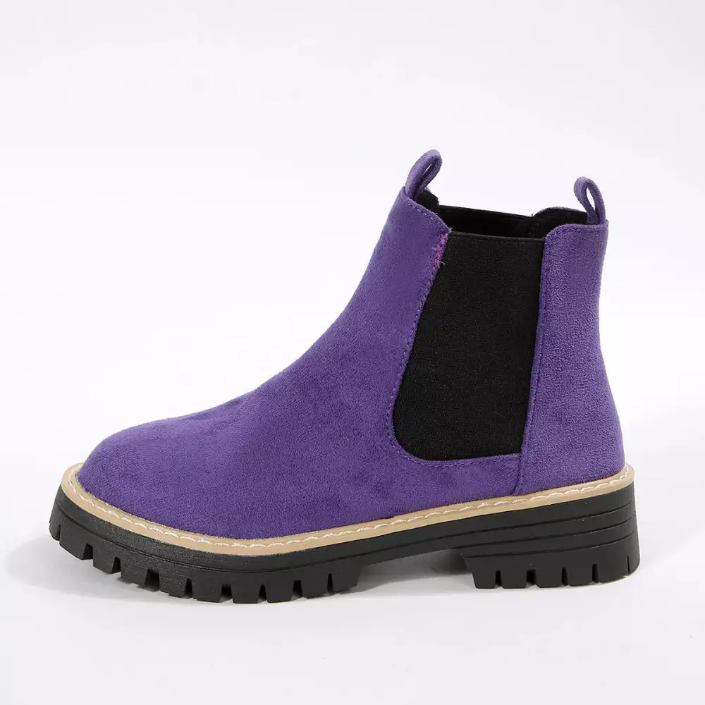 Modern Round Toe Block Heel Boots