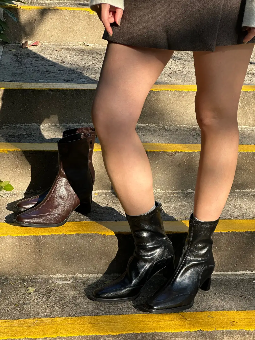Lamb Leather Stitched Ankle Boots