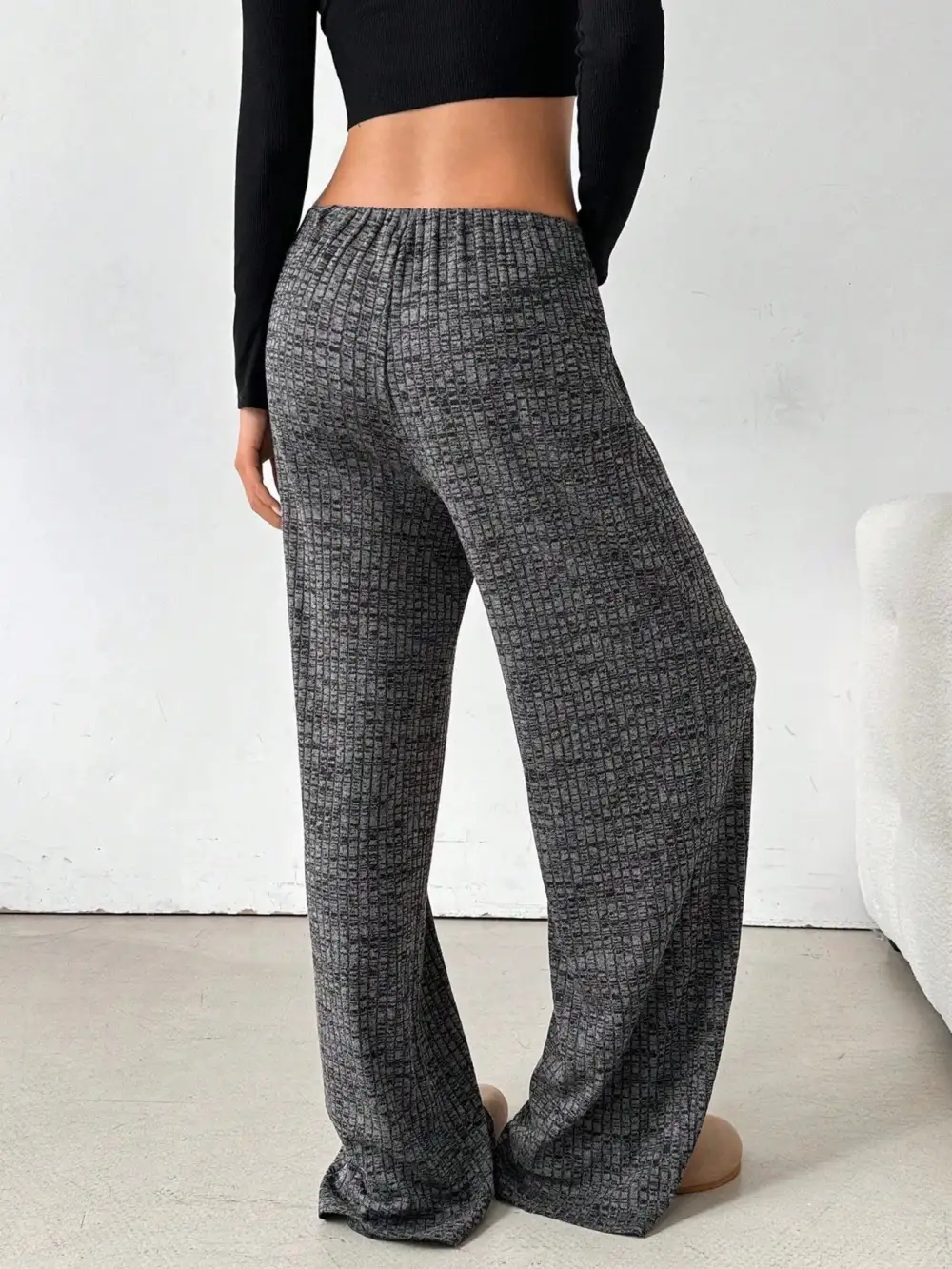 Relaxed Striped Wide Leg Drawstring Pants