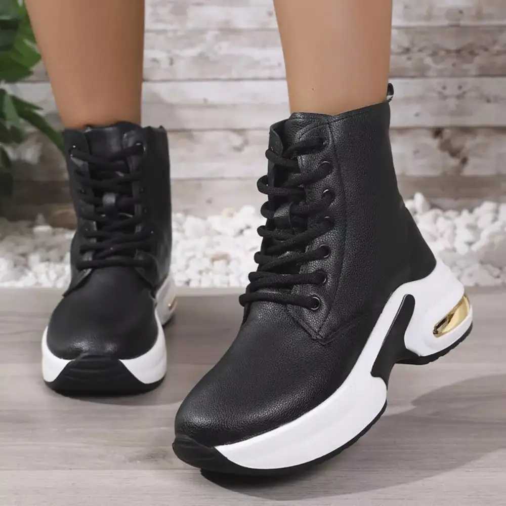 Modern Lace Up Platform Ankle Boots