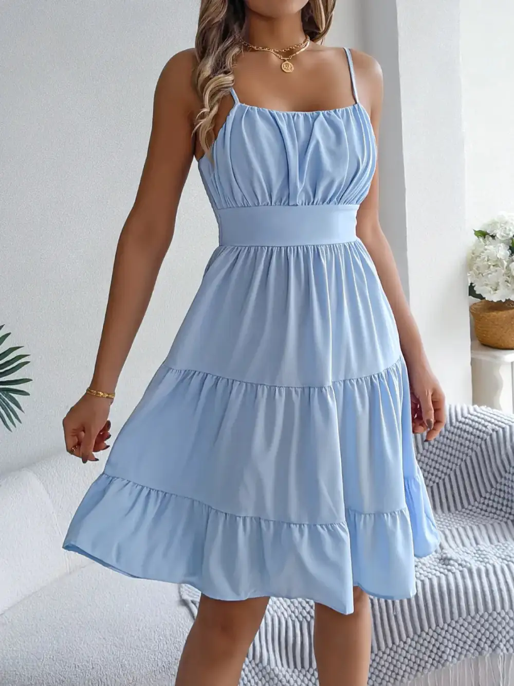 Easy Tie Detail Smocked Dress