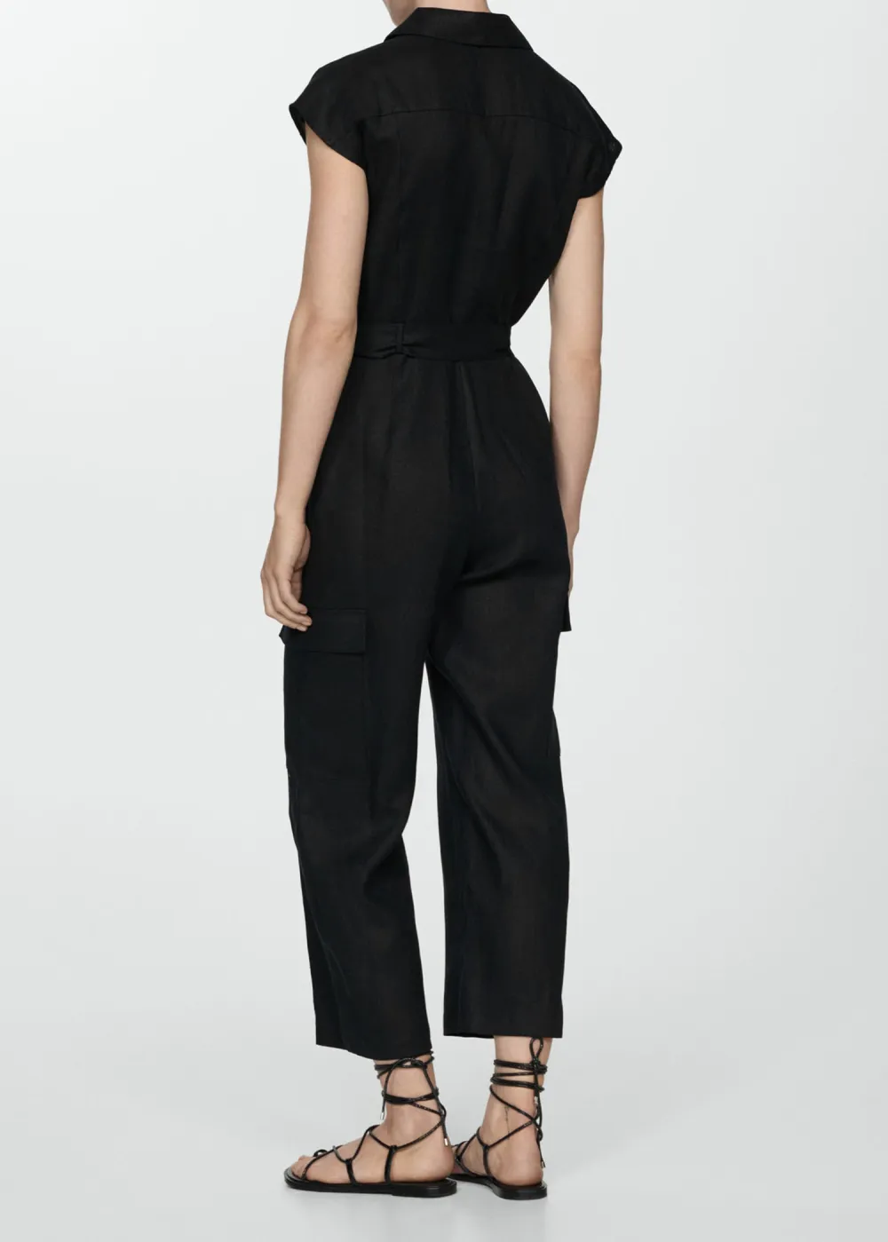 Cargo-style linen jumpsuit