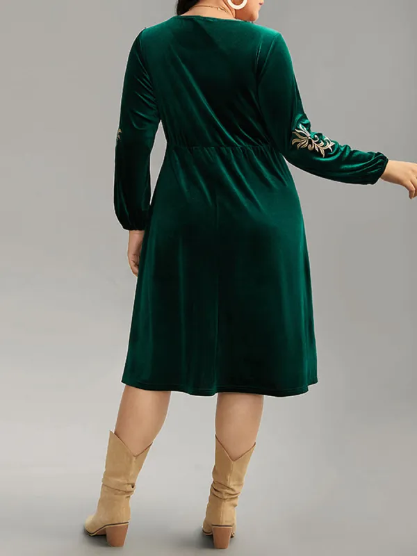 Elegant Senior Velvet Embroidered Dress