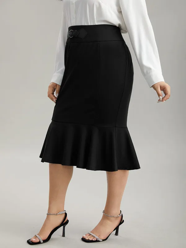 Black Fishtail Skirt Half Skirt