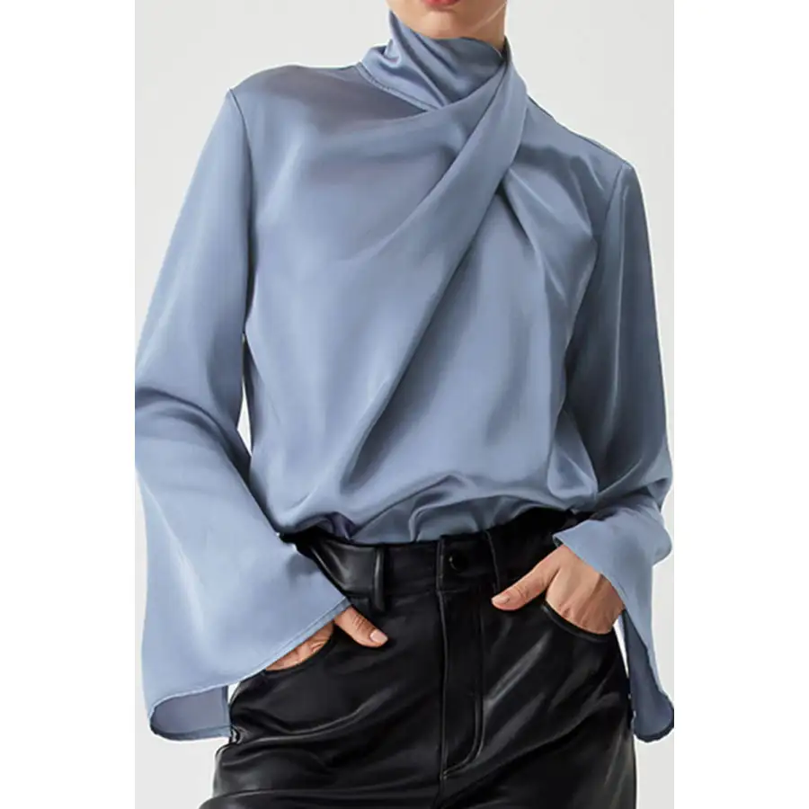 Cutout Turtleneck Long Sleeve Blouse