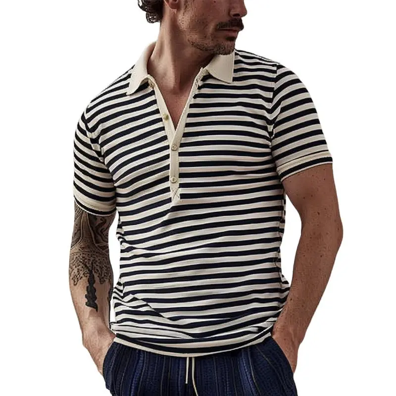 Fresh Short Sleeve Collared Collared Knit Shirt