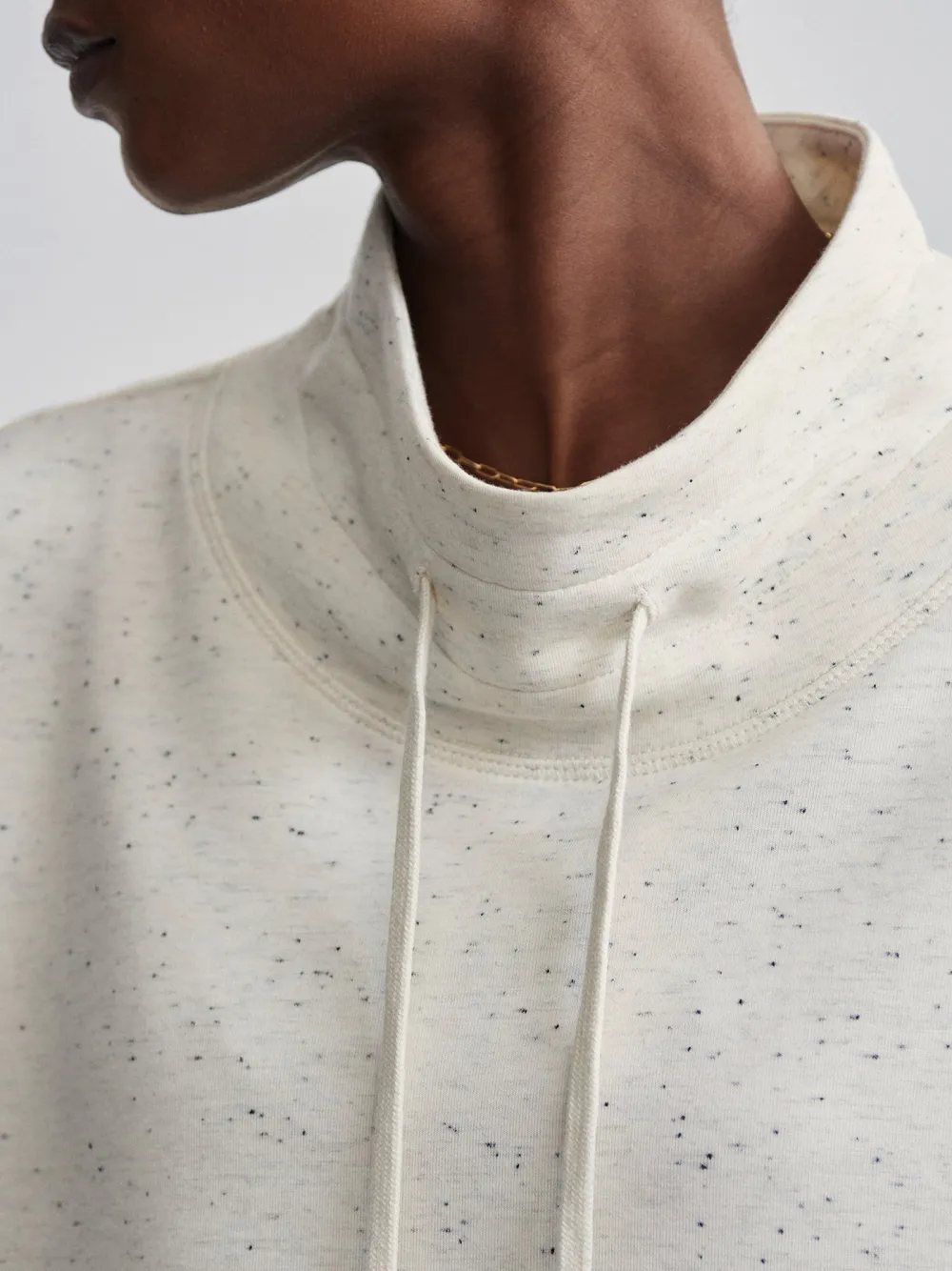 Chic Tie-Neck Loose-Fit Speckled Sweatshirt