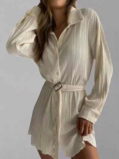 Button Up Dropped Shoulder Shirt Dress Mini Dress