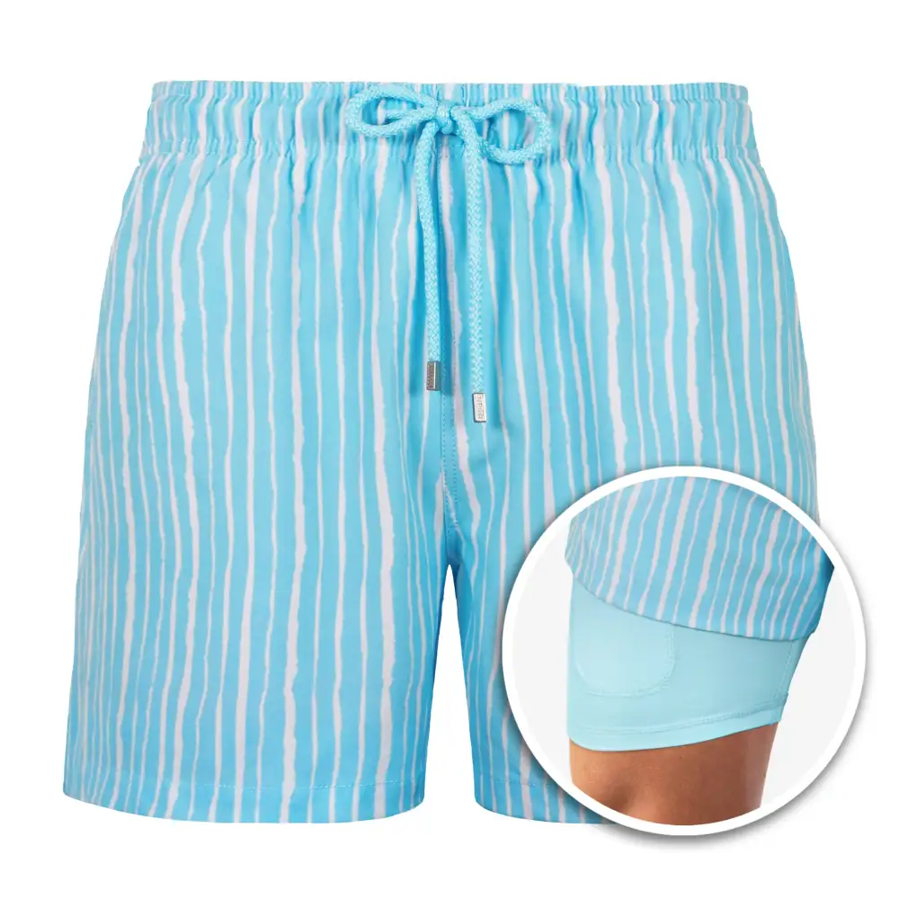 Blue Mid-Length Hybrid Short