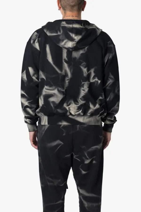 BLACK TIE DYE ZIP UP HOODIE