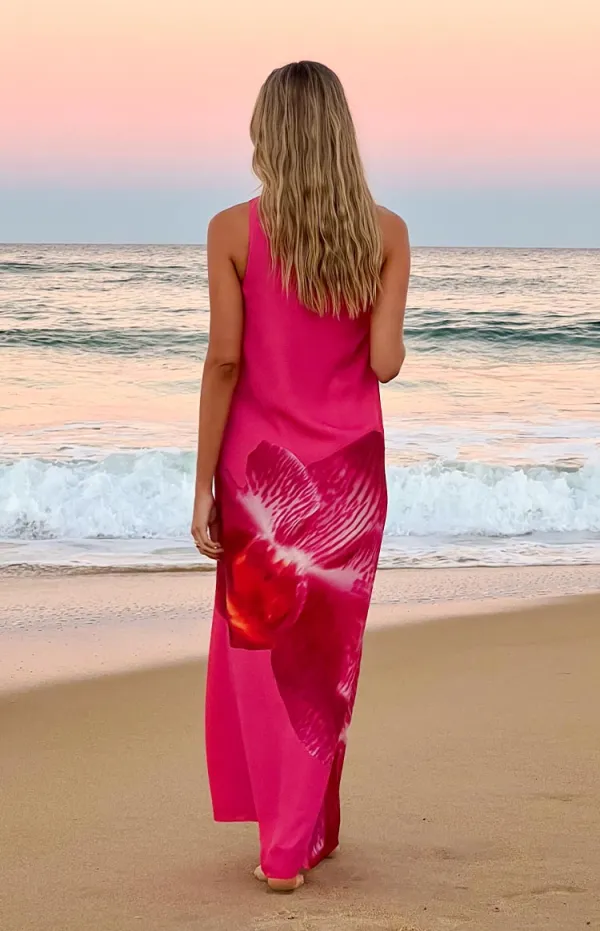 Floral One Shoulder Orchid Maxi Dress