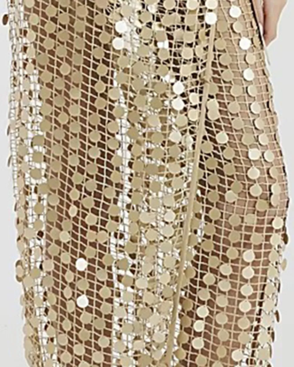 Gold Sequin Art Style Women's Long Skirts