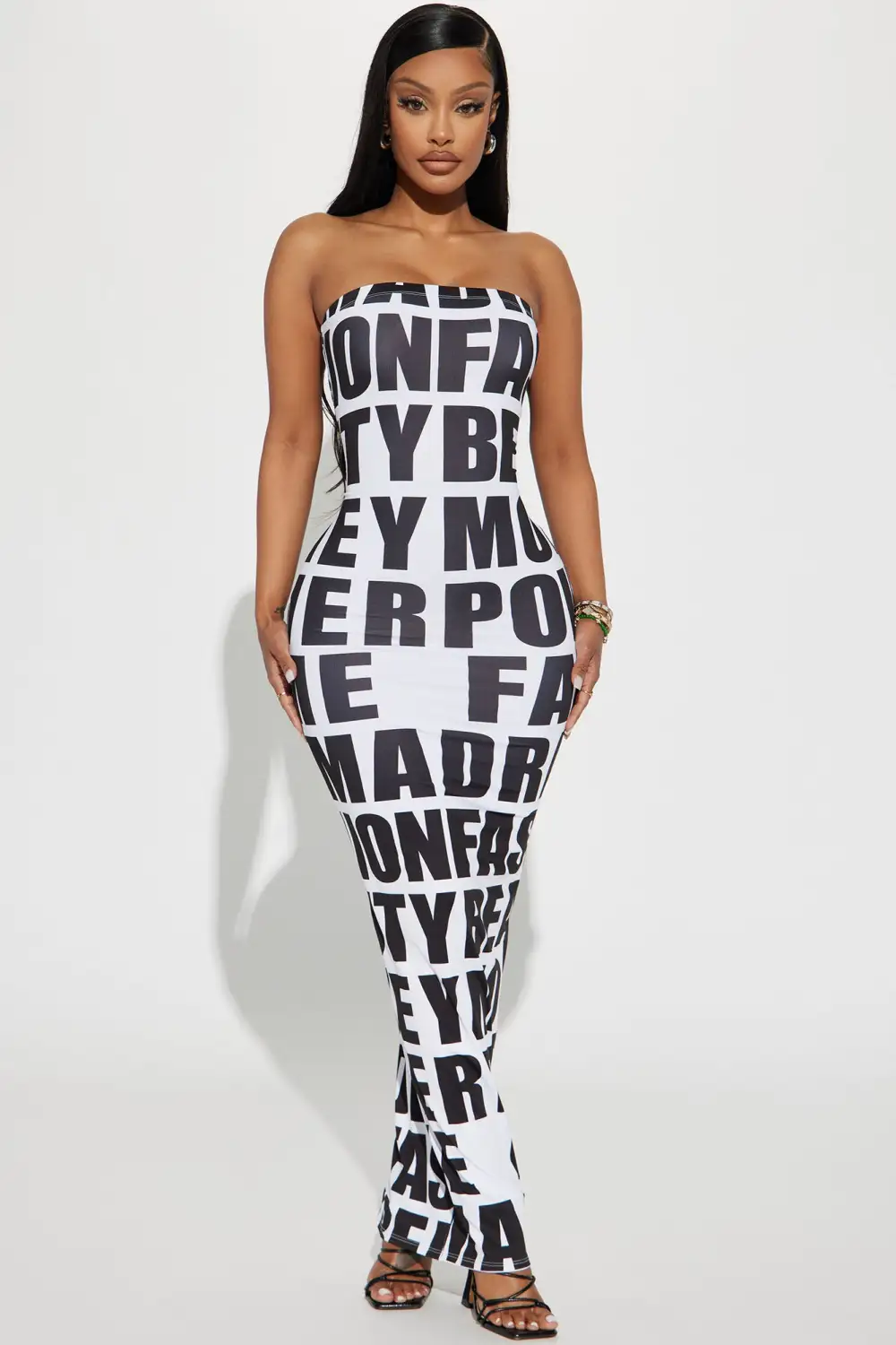 Riot Reflection Maxi Dress - White/Black