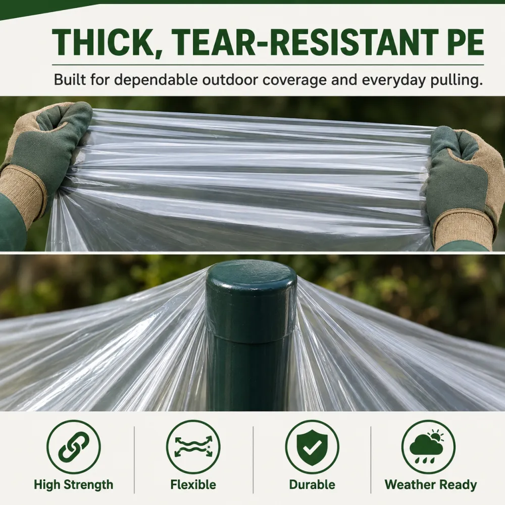 Clear Waterproof PE Tarp, Transparent Outdoor Cover with Metal Grommets