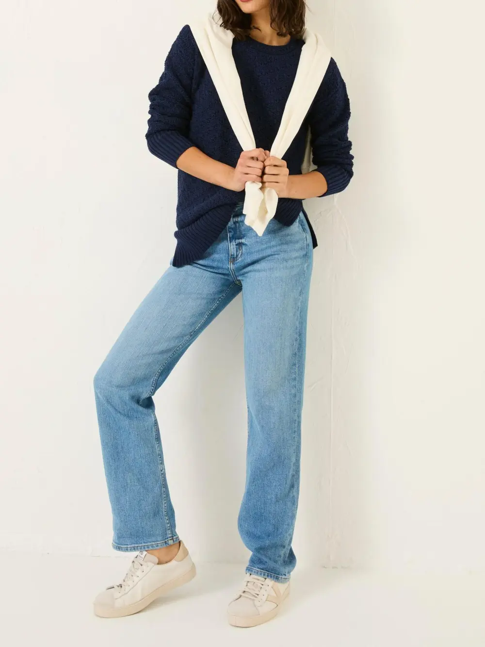 Farryn Navy Farryn Knitted 100% Cotton Knitted Jumper