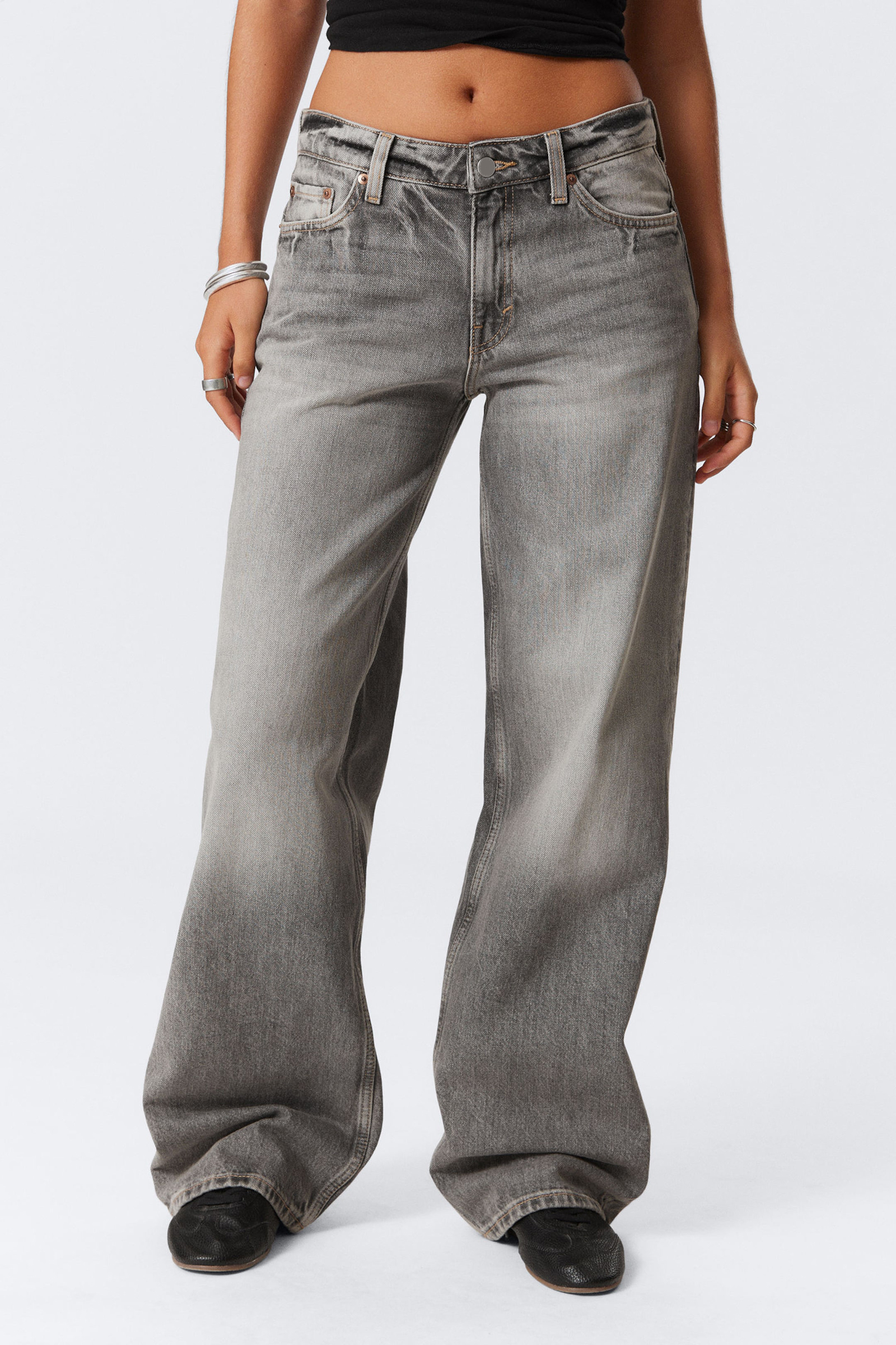 Pocketed Button Wide Leg Jeans