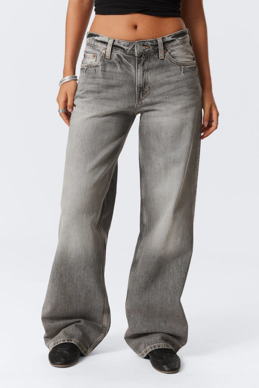 Pocketed Button Wide Leg Jeans