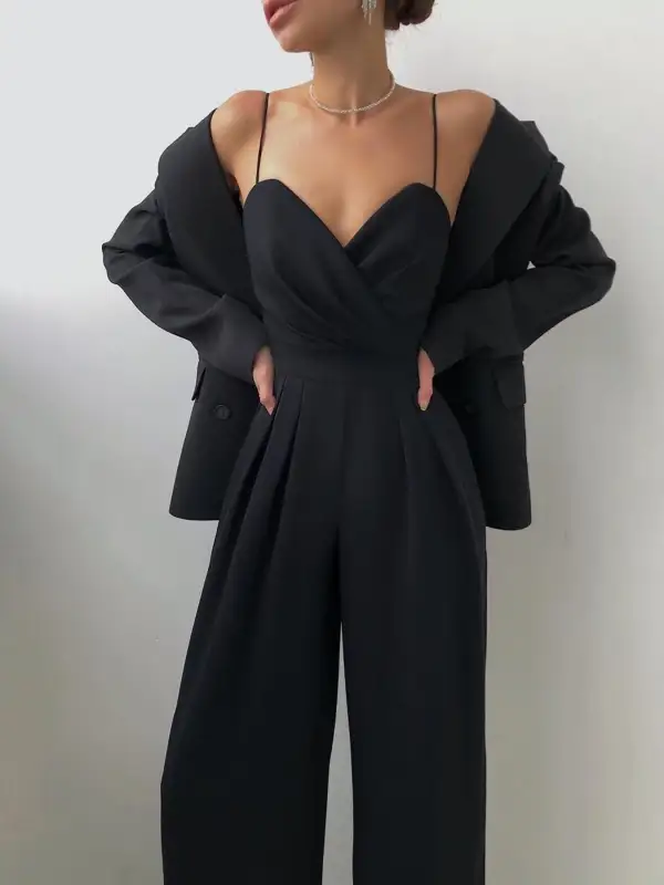 Spaghetti Strap Wide Leg Jumpsuit