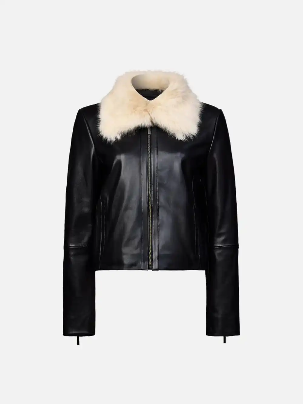 Faux Fur Collar Zip Up Jacket