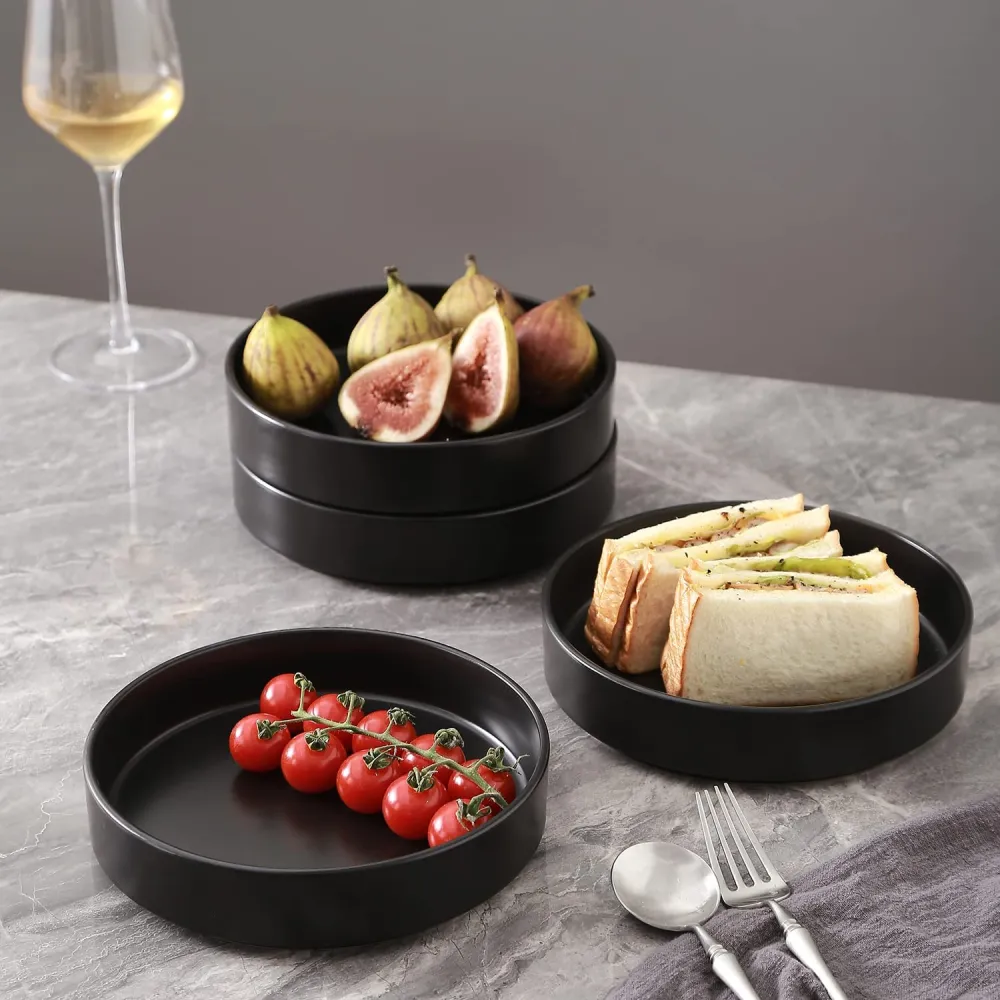 Stone Lain Coupe Dinnerware Set, Service For 8, Black Matte