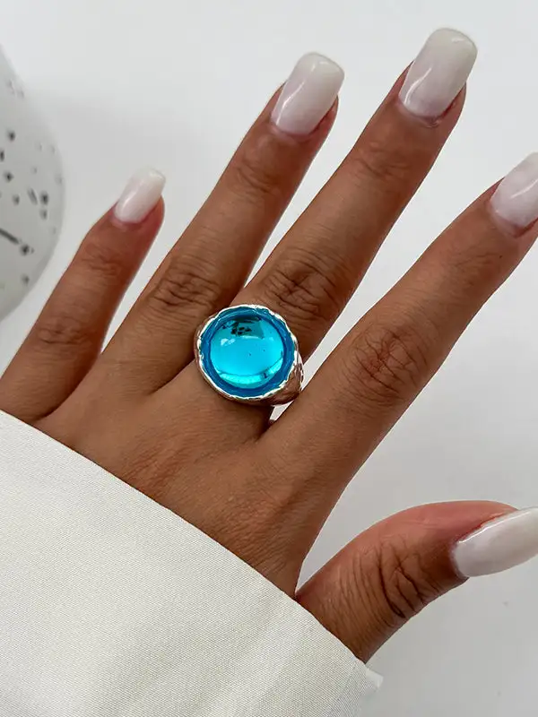 Geometric Rhinestone Acrylic Ring