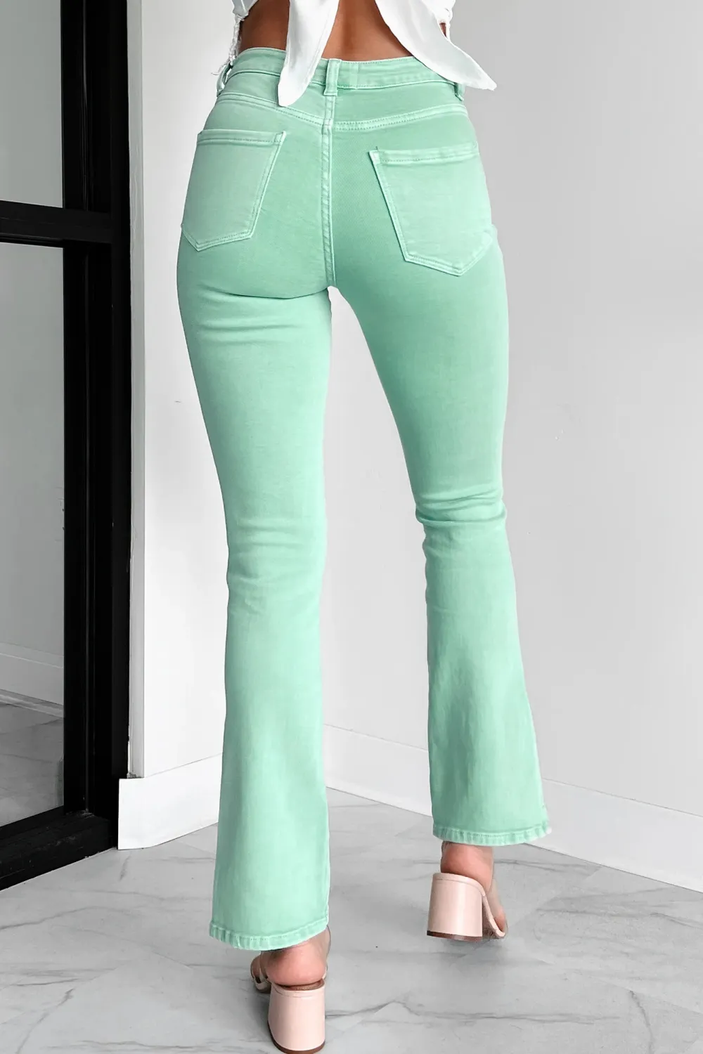 Cross-Over Waist Bootcut Jeans