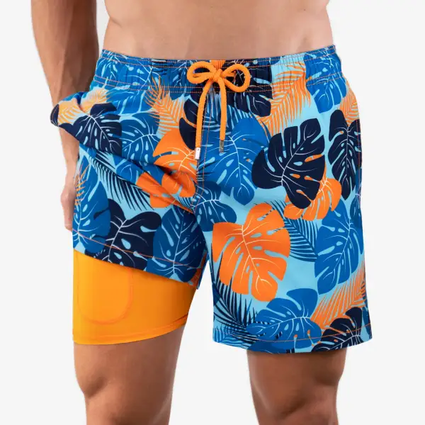 Blue Mid-Length Hybrid Short