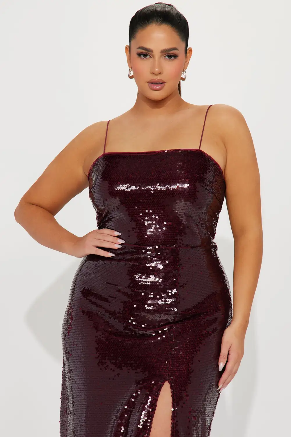 Bailey Sequin Gown - Burgundy
