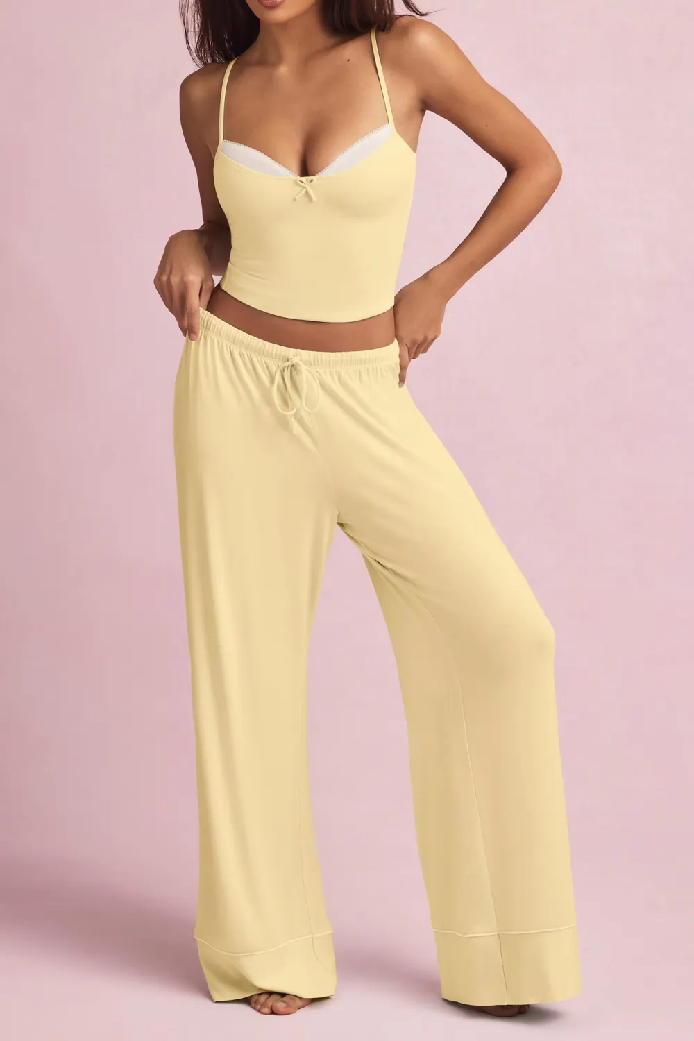 Relaxed Fit Elastic Waist Loose Trousers
