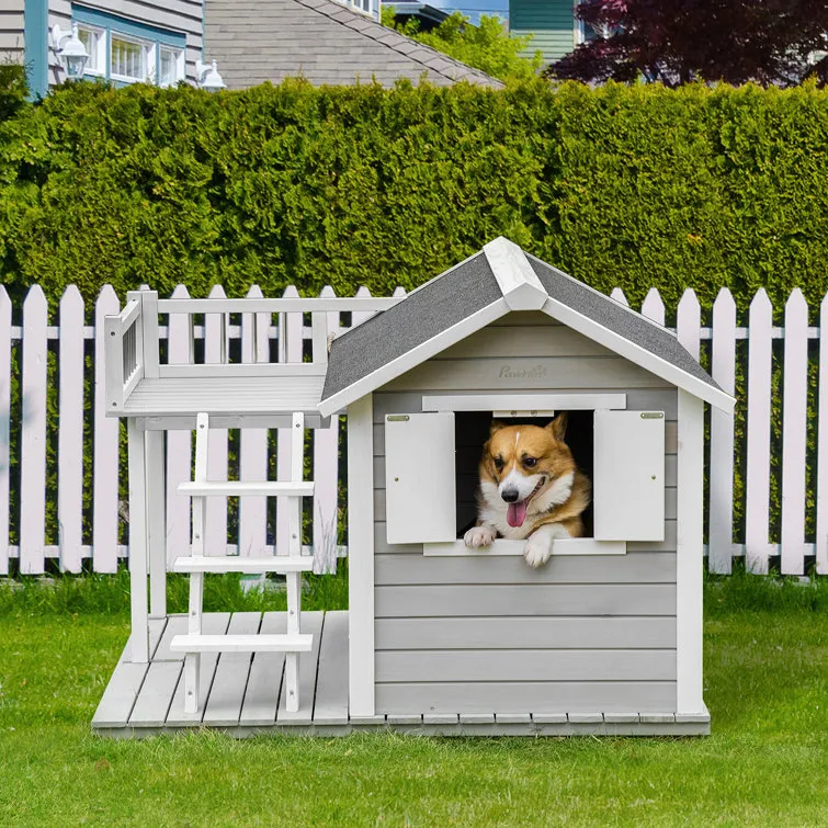 Moberg Gray Wood Dog House