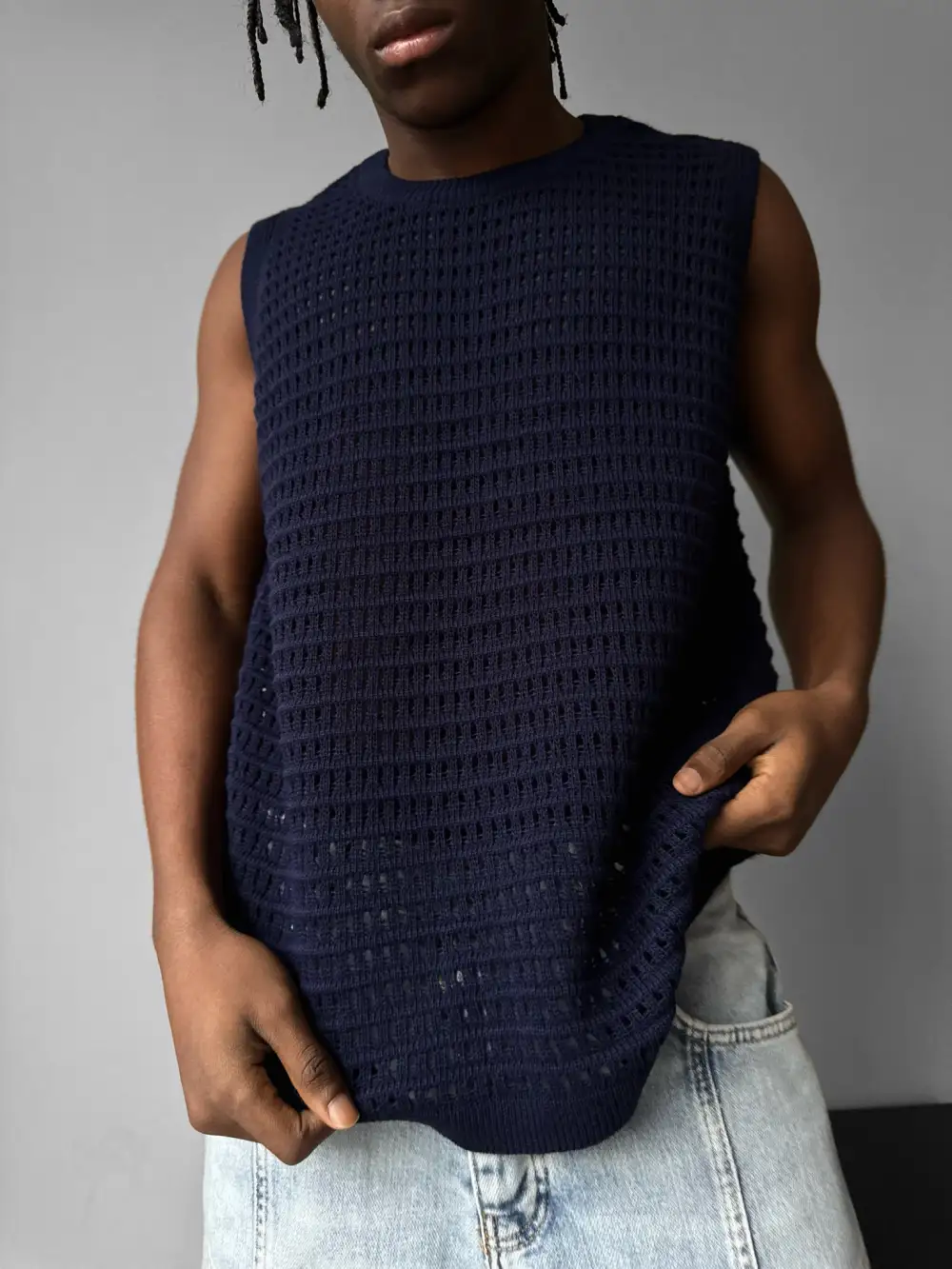 Weekend Relaxed Grid Texture Tank Top