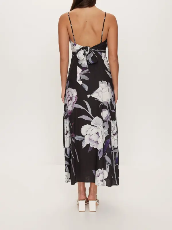 Linen Blend Slip Midi Dress