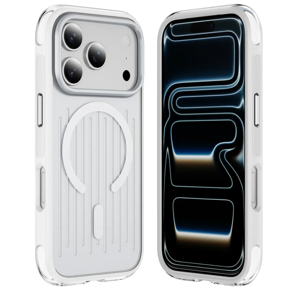 Magnetic Business Airbag Anti-Drop Premium iPhone 18 Case, Suitcase Stripe Design, Apple Compatible
