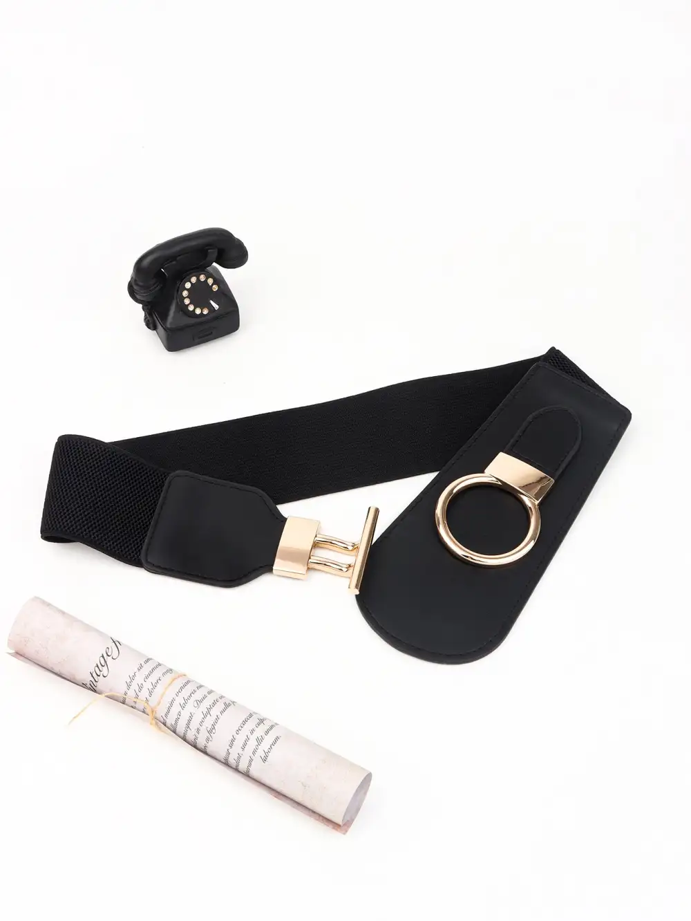 Wide Buckle Stretch Belt