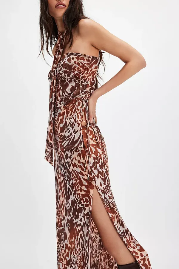 Strapless Floral Print Maxi Dress Set