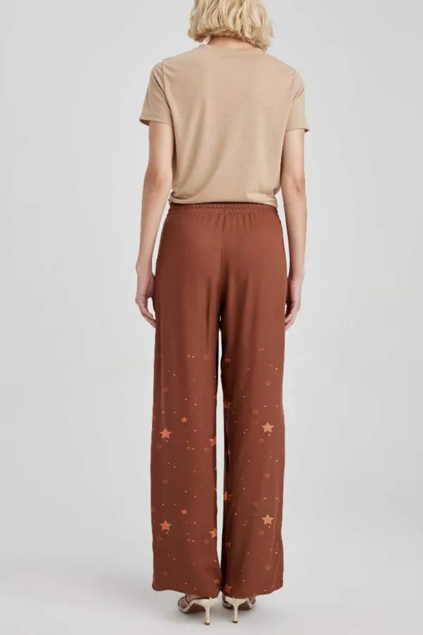 Star Print Elastic Waist Wide Leg Pants