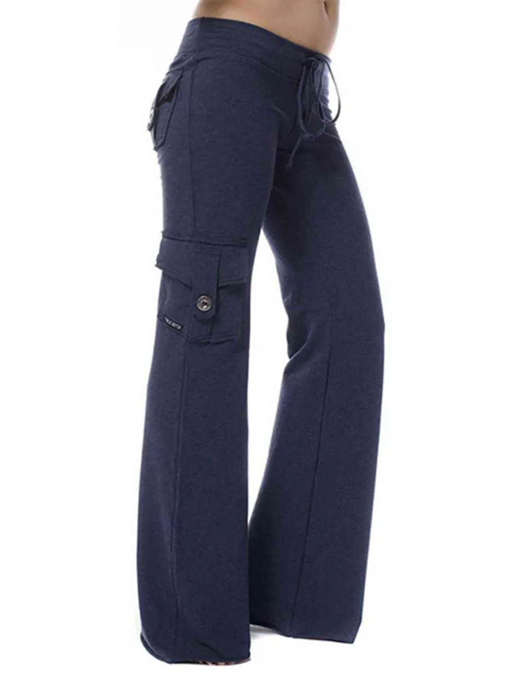 Mid Waist Pants With Pocket