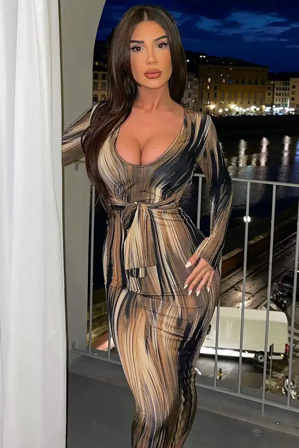 Mind Of My Own Maxi Dress - Brown/combo