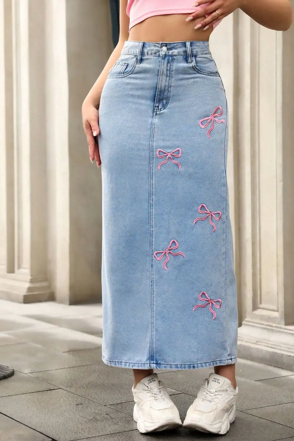 Fine Denim Embroidered Skirt