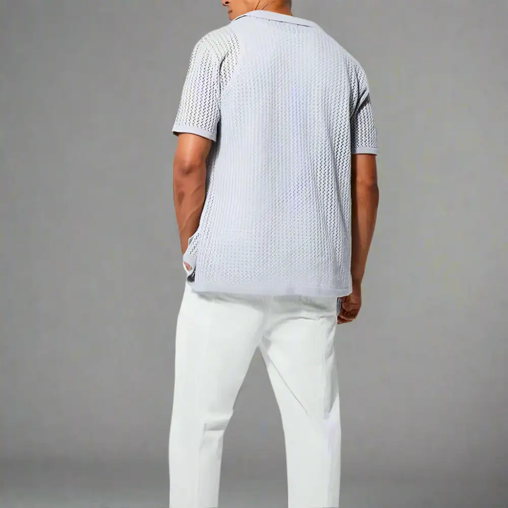 Open Stitch Collar Shirt