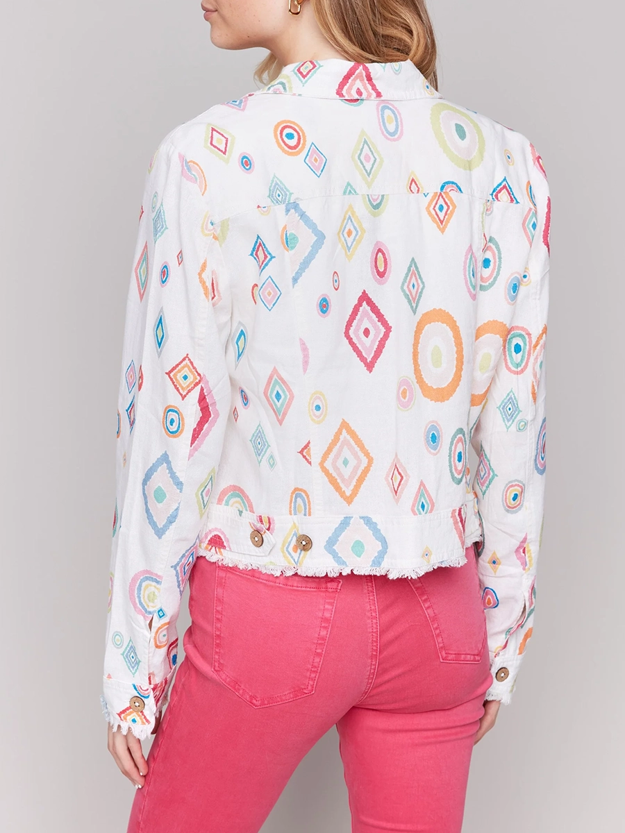 Women's Linen Jacket With Artistic Design