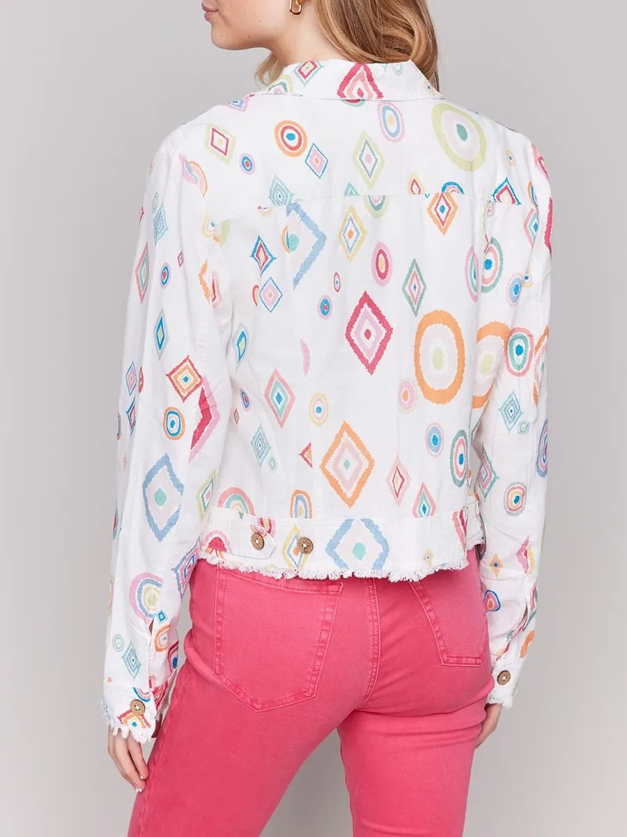 Women's Linen Jacket With Artistic Design